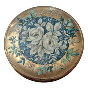 Vtg Melissa Flower (White Roses) Powder Compact made in England
